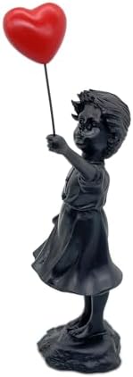 Cute Girl with Resin Globe Figurine for Home Decor Banksy Statue with Red Heart Balloon Modern Art Sculpture for Tabletop Bookshelf Decor - Image 6