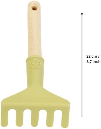 Theo Klein 7681 Herramientas de jardinería I Incluye pala, rastrillo y azada doble con mango corto de madera I Plástico reciclado I Apto para niños a partir de 3 años - Image 6