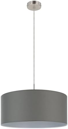 Eglo PASTERI Suspension Lamp, Textile Pendant Lamp with 1 Bulb, Steel and Fabric Suspension Lamp, Matt Nickel, Grey, E27 Base, Diameter 53 cm - Image 3