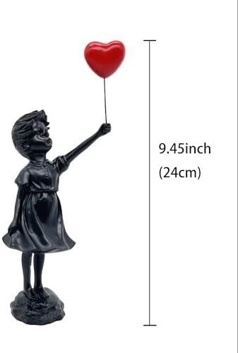 Cute Girl with Resin Globe Figurine for Home Decor Banksy Statue with Red Heart Balloon Modern Art Sculpture for Tabletop Bookshelf Decor - Image 5