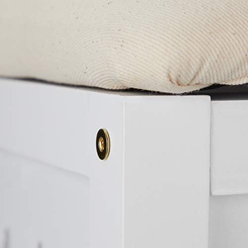 Relaxdays Bathroom Bench with Seat, Laundry Stool, Rustic Style, 40 L, Dirty Laundry Basket, 55 x 41 x 41 cm, White - Image 8