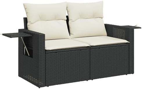 LAPOOH 5 Piece Garden Furniture Set and Cushions Black Synthetic Rattan Outdoor Garden Furniture Set Outdoor Garden Sofa Set Outdoor Garden Furniture - 3263772 - Image 7