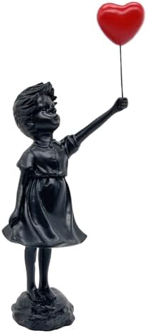 Cute Girl with Resin Globe Figurine for Home Decor Banksy Statue with Red Heart Balloon Modern Art Sculpture for Tabletop Bookshelf Decor - Image 2