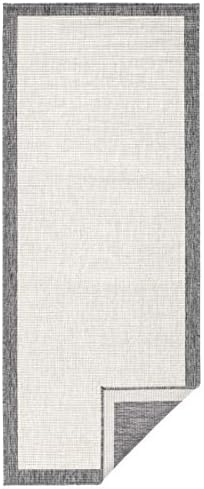 NORTHRUGS Indoor and outdoor rug, 80 x 250 cm, reversible, weatherproof, modern, plain design, with border for balcony, terrace, garden, conservatory, living room, hard-wearing - Image 3