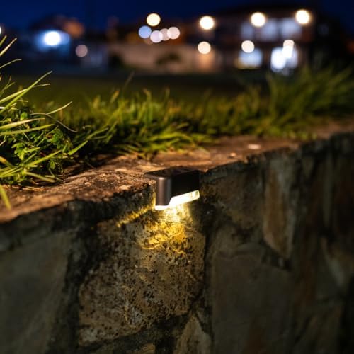 Mini Solar Lights Outdoor 12pcs Black Stair Light Waterproof Solar Charging LED Outdoor Stairs Steps Patio Fence Galileds Tempered Light (Black, 12pcs) - Image 6