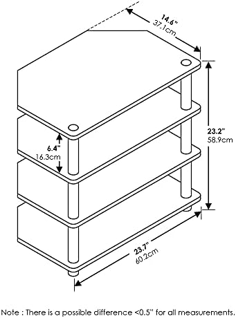Furinno Turn-N-Tube Easy Assembly 4-Tier Petite Entertainment Center / TV Stand / TV Unit / TV Desk, Blackwood - Image 7