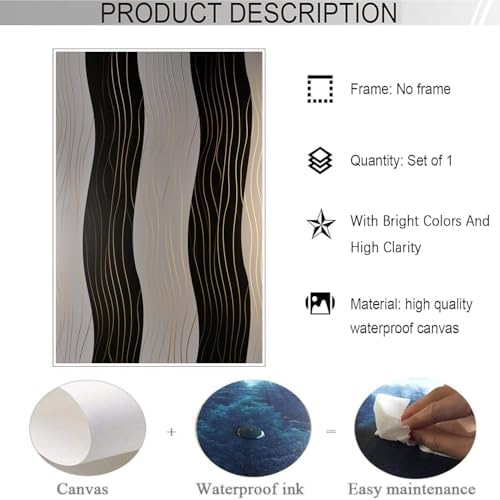 Pictures Decoration Living Room Wavy Stripes With Gold Foil Decorative Canvases 40 x 50 cm Picture On Canvas Geometric Luxurious Bedroom Pictures Wall Art Charcoal Grey Prints Decor Canvas - Image 7