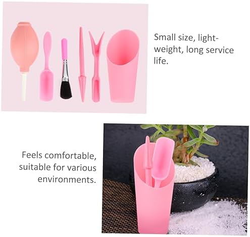 Hemobllo Place Mini Garden Tools for Succulents Accessories Brush Kit Succulent Tools Equipment Transplant Inside Indoor Shovel Plants Pink - Image 5