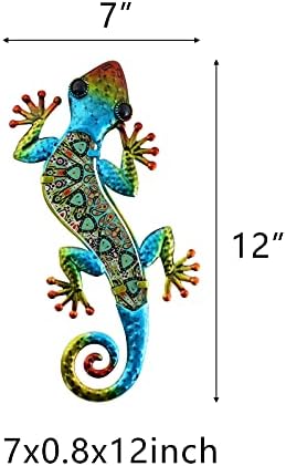 HONGLAND 2 Pieces Metal Gecko Wall Decor Lizard Garden Art Hanging Art Glass Sculpture for Indoor and Outdoor Patio Fence (Green) - Image 6