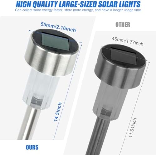 10 Pack Solar Lights Outdoor Waterproof Stainless Steel Garden Lights Garden Lights Outdoor Pathway Light for Garden Pathway Yard Halloween Christmas Gift - Image 4
