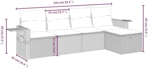 LAPOOH 5 Piece Garden Furniture Set and Cushions Black Synthetic Rattan Outdoor Garden Furniture Set Outdoor Garden Sofa Set Outdoor Garden Furniture - 3263772 - Image 4