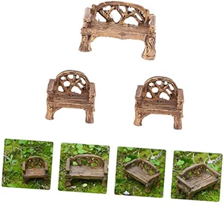 GANAZONO 3 Pieces Mini Garden Furniture Set Bench and Chairs Decoration Micro Landscape Outdoor Resistant for Bonsai and Flower Pots - Image 6