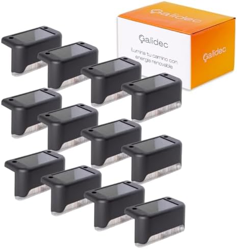 Mini Solar Lights Outdoor 12pcs Black Stair Light Waterproof Solar Charging LED Outdoor Stairs Steps Patio Fence Galileds Tempered Light (Black, 12pcs) - Image 2