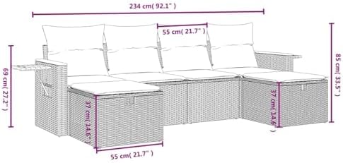 LAPOOH 5 Piece Garden Furniture Set and Cushions Black Synthetic Rattan Outdoor Garden Furniture Set Outdoor Garden Sofa Set Outdoor Garden Furniture - 3263772 - Image 3