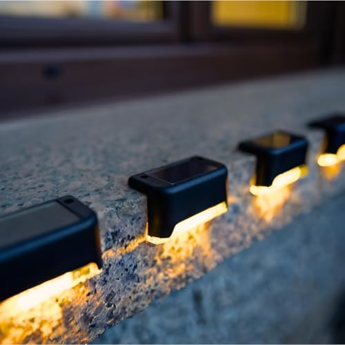 Mini Solar Lights Outdoor 12pcs Black Stair Light Waterproof Solar Charging LED Outdoor Stairs Steps Patio Fence Galileds Tempered Light (Black, 12pcs) - Image 5