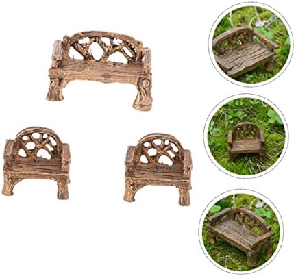GANAZONO 3 Pieces Mini Garden Furniture Set Bench and Chairs Decoration Micro Landscape Outdoor Resistant for Bonsai and Flower Pots - Image 9