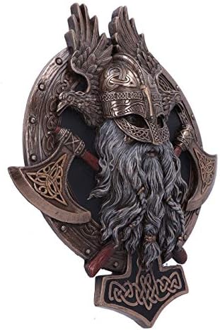 Nemesis Now Bronze Wall Plate for Valhalla with Viking Axe, Hammer and Raven, Brown, 27L x 23W cm - Image 4