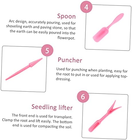 Hemobllo Place Mini Garden Tools for Succulents Accessories Brush Kit Succulent Tools Equipment Transplant Inside Indoor Shovel Plants Pink - Image 7