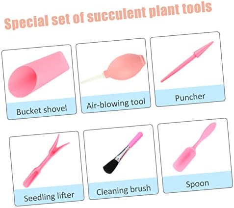 Hemobllo Place Mini Garden Tools for Succulents Accessories Brush Kit Succulent Tools Equipment Transplant Inside Indoor Shovel Plants Pink - Image 4