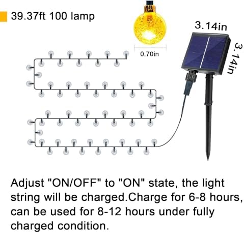 Solar Garden Lights Outdoor, 40ft 100 LED 8 Modes Solar String Lights Waterproof for Patio Garden Patio Tree Home Party Warm White - Image 3