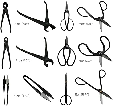 Voilamart 11 Pieces Bonsai Tool Set Carbon Steel Gardening Tool Set with 4 Bonsai Scissors Cutting Scissors, 3 Pliers, 1 Broom, 5 Aluminum Wires in Nylon Bag - Image 5