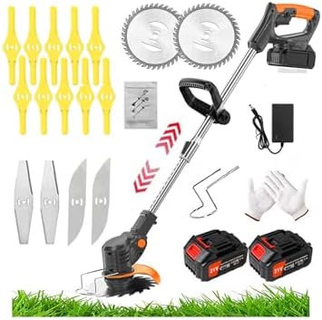 Metal Blade Brushcutter, Cordless Lithium Battery Powered Grass Trimmer with Adjustable Telescopic Long Handle for Lawn and Garden Pruning - Image 2