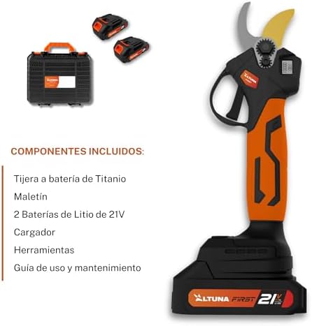 Altuna - Titanium Battery Pruning Shears - Brushless Motor - Cut 19/28mm - With Display Screen - Includes 2 21V Batteries - Bi-Material Grip - Case and Accessories Included - AF28 - Image 4