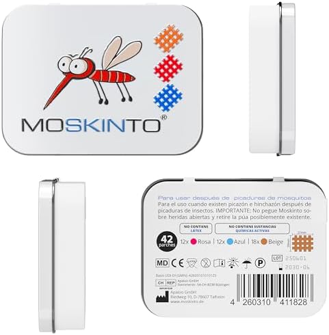 MOSKINTO Mosquito Patches Family Pack of 42 Coloured Patches in Tin Itch, Mosquitoes, Horseflies, Bees, Gnats, Cures Bites, Multi-Coloured - Image 8