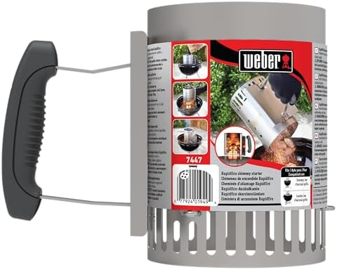 Weber Rapidfire Ignition Fireplace, Small (20 cm High), Charcoal and Briquettes Lighter with Two Handles, Ideal for Charcoal Grills of at least Ø 47 cm – Silver (7447) - Image 3