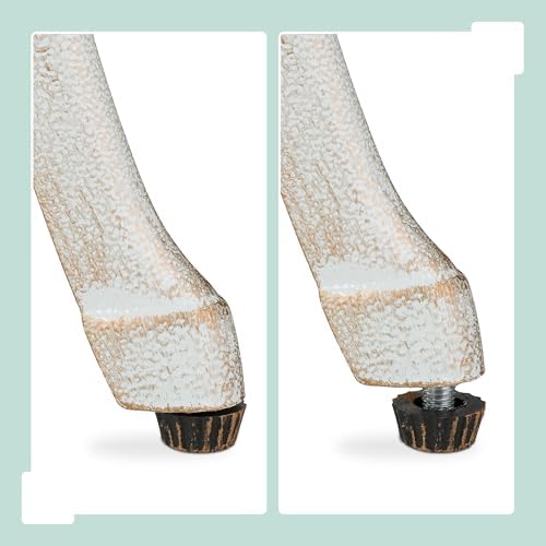 Relaxdays Terrace Table and Chairs, Outdoor Garden Set, Cast Aluminum, Antique Balcony Furniture, White/Bronze - Image 6