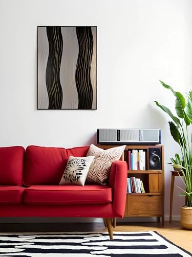 Pictures Decoration Living Room Wavy Stripes With Gold Foil Decorative Canvases 40 x 50 cm Picture On Canvas Geometric Luxurious Bedroom Pictures Wall Art Charcoal Grey Prints Decor Canvas - Image 6