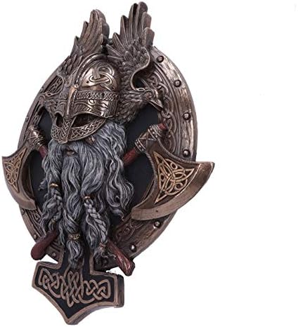 Nemesis Now Bronze Wall Plate for Valhalla with Viking Axe, Hammer and Raven, Brown, 27L x 23W cm - Image 3