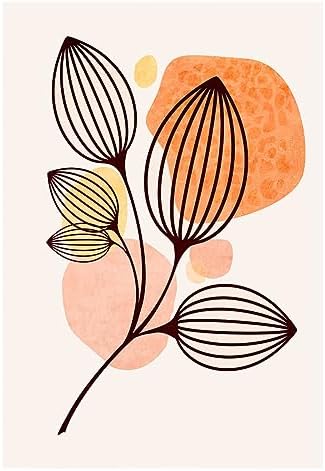 Set of 6 Wooden Base Paintings, Living Room Decoration, Modern, Bedrooms, Room, Abstract, Floral with Metal Hangers, (29 x 20 cm Each Picture) - Image 8