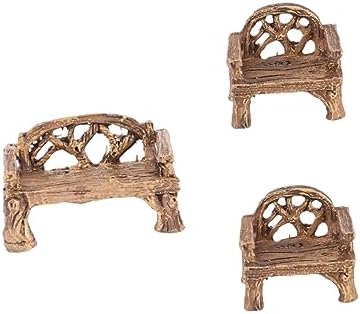 GANAZONO 3 Pieces Mini Garden Furniture Set Bench and Chairs Decoration Micro Landscape Outdoor Resistant for Bonsai and Flower Pots - Image 2