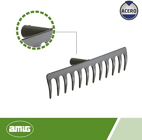 Amig - Garden Rake - Metal Steel Rake with 12 Sturdy Teeth for Raking and Working the Earth - Tools for Orchard and Gardening in Black - Measurements: 300 mm. - Image 4