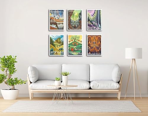 Set of 6 Wooden Base Paintings, Living Room Decoration, Modern, Bedrooms, Room, Series and Movies The Lord of the Rings, The Hobbit with Metal Hangers, (29 x 20 cm Each Frame) - Image 3