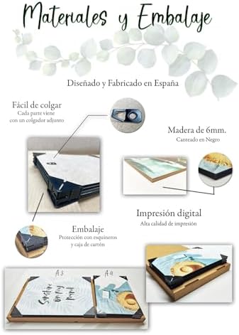 Set of 4 Wooden Base Paintings, Living Room Decoration, Modern, Bedrooms, Room, Oriental, Japanese, Chinese with Metal Hangers, (29 x 20 cm Each Picture) - Image 8