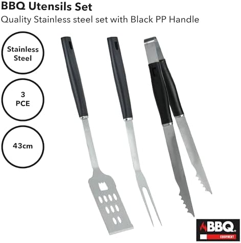 3 Piece BBQ Utensil Set Black - Image 5