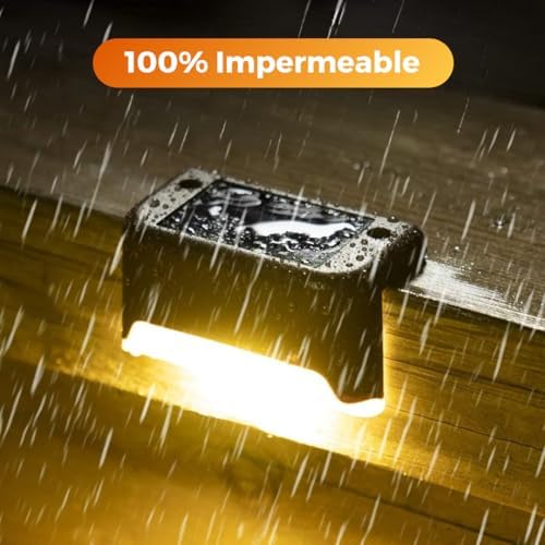 Mini Solar Lights Outdoor 12pcs Black Stair Light Waterproof Solar Charging LED Outdoor Stairs Steps Patio Fence Galileds Tempered Light (Black, 12pcs) - Image 4