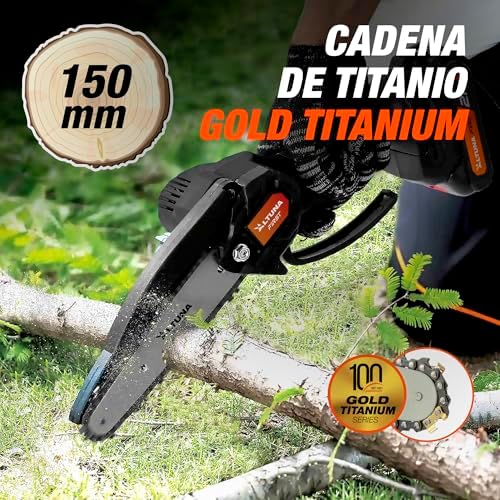 Altuna - 21V Battery Chainsaw with Titanium Chain - 800W Power - Cutting Capacity 150mm - Includes 2 Lithium Batteries - Lightweight and Compact - Case and Accessories Included - AF 150 - Image 3