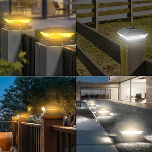 Solar Garden Post Lights, Solar Garden Lights Warm White and Cool White, Fence Post Light Auto On/Off, IP65 Waterproof Lamp for Wood Posts - Image 8