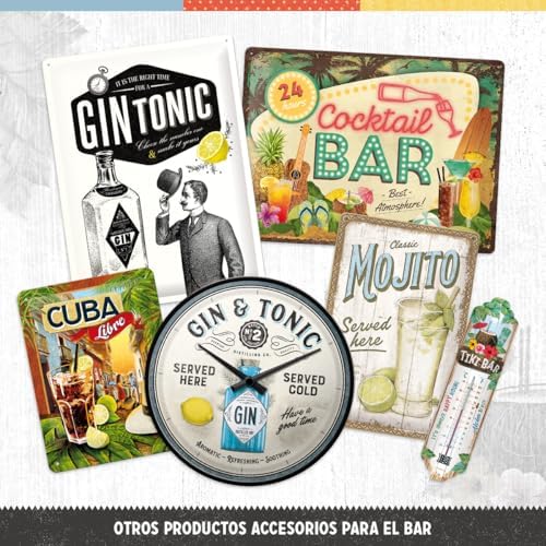 Nostalgic-Art Open Bar Gin & Tonic Served Here Cocktail Fans Gift Idea Retro Metal Tin Sign Vintage Decoration 30 x 40 cm - Image 5