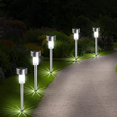 10 Pack Solar Lights Outdoor Waterproof Stainless Steel Garden Lights Garden Lights Outdoor Pathway Light for Garden Pathway Yard Halloween Christmas Gift - Image 9