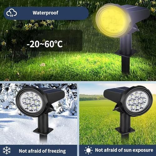 2 Pack 20 LED Solar Spotlights Outdoor, Complementary Lighting for Patio, Garden Plant Decor, Warm Light, 3 Modes Warm Light, Pathway Eye Protection, - Image 5