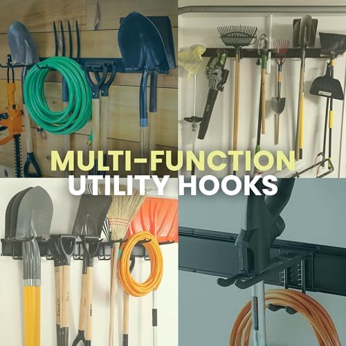 Green Haven 48 Inch Heavy Duty Garden Tool Rack, Customizable Garage Tool Organizer Wall Mount with 10 Adjustable Hooks, Holds up to 200kg, - Image 6