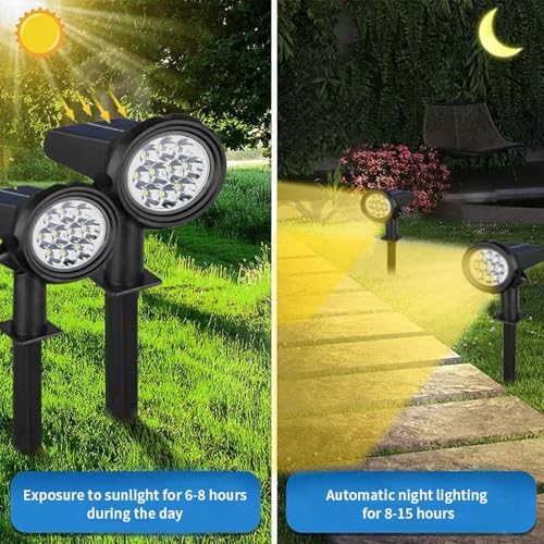 2 Pack 20 LED Solar Spotlights Outdoor, Complementary Lighting for Patio, Garden Plant Decor, Warm Light, 3 Modes Warm Light, Pathway Eye Protection, - Image 4