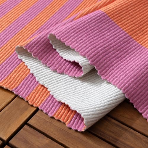 furn. Furniture. Indoor/Outdoor Rug with Deck Stripe Print - Orange/Pink - 120x170cm - Image 5