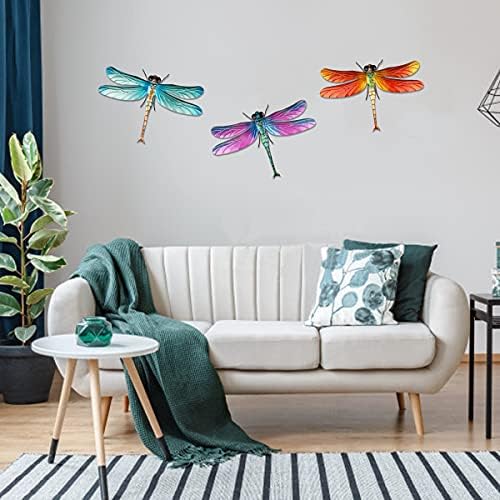 3 Pieces Dragonfly Wall Decoration with Legs Metal Dragonfly for Home Bedroom Living Room Office Garden Patio - Image 6