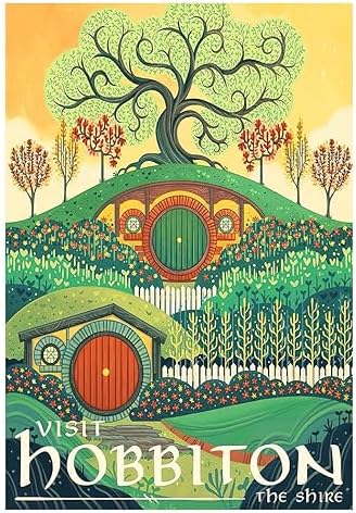 Set of 6 Wooden Base Paintings, Living Room Decoration, Modern, Bedrooms, Room, Series and Movies The Lord of the Rings, The Hobbit with Metal Hangers, (29 x 20 cm Each Frame) - Image 5