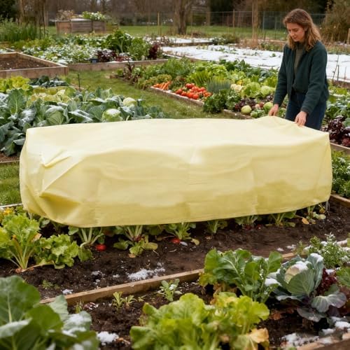 Cubierta rectangular para plantas contra heladas, protección contra heladas de invierno para jardín, protector de cama elevado a prueba de viento con cordón, accesorios para el hogar para patio, céspe - Image 5